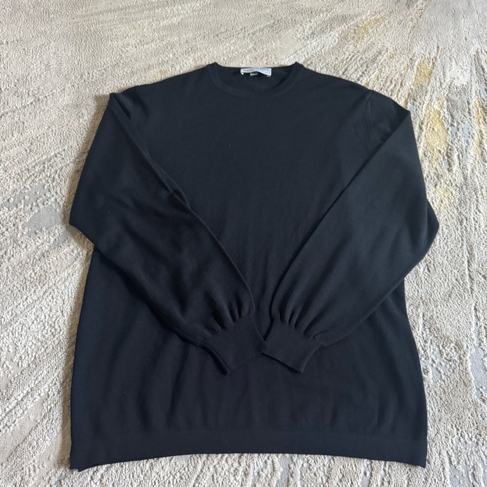 Gran Sasso black sweater 100% Italian virgin wool Crewneck  52 / XL